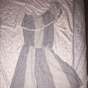 American eagle striped one shoulder ruffle dress